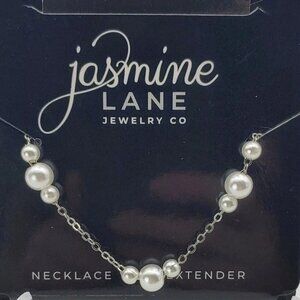 Jasmine Lane necklace 18" Chain w extender Faux Pearl And Faux Silver Jewelry